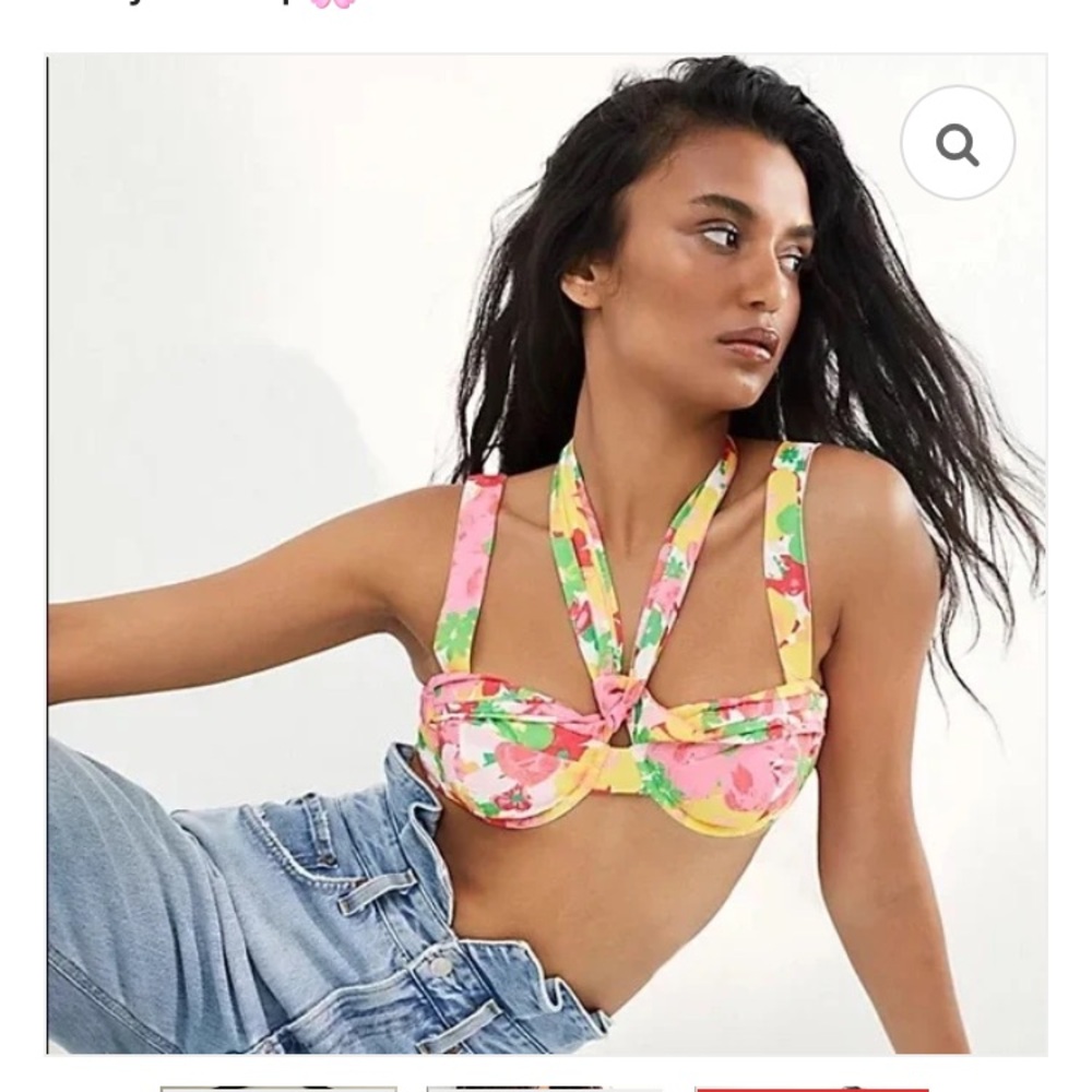 For Love and Lemons Free People Floral Chiffon Wrap Avery Bra Crop Top S